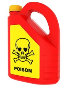 Jerrycan of poison on a white background